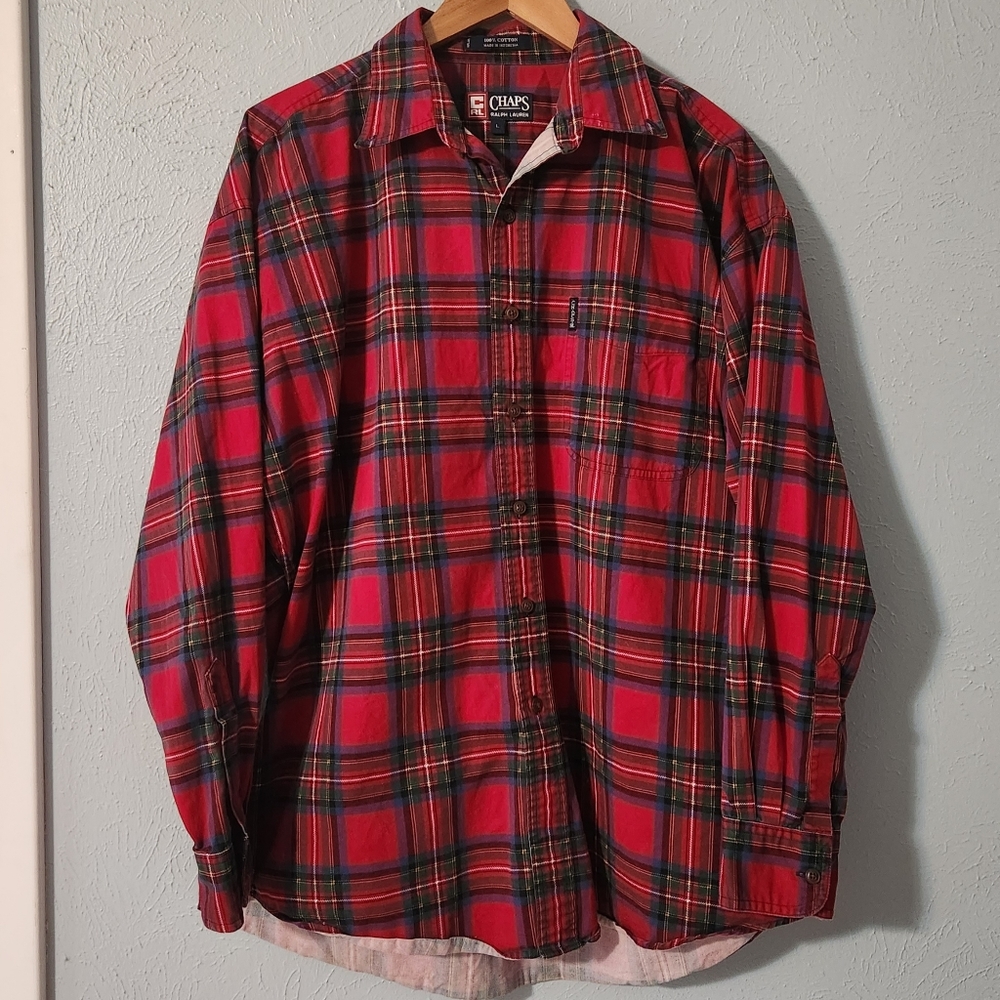 Chaps Ralph Lauren Red Plaid Button Down Shirt